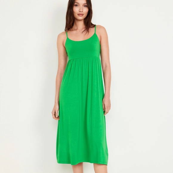 NWT OLD NAVY Fit & Flare Cami Midi Dress Color: Beach Cruiser Green - Picture 2 of 9